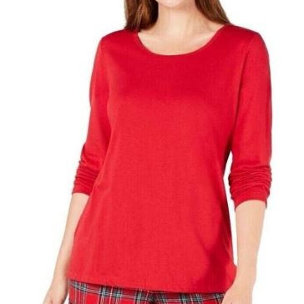 Family PJs Womens Christmas Holiday Pajama Top Red S "TOP ONLY"